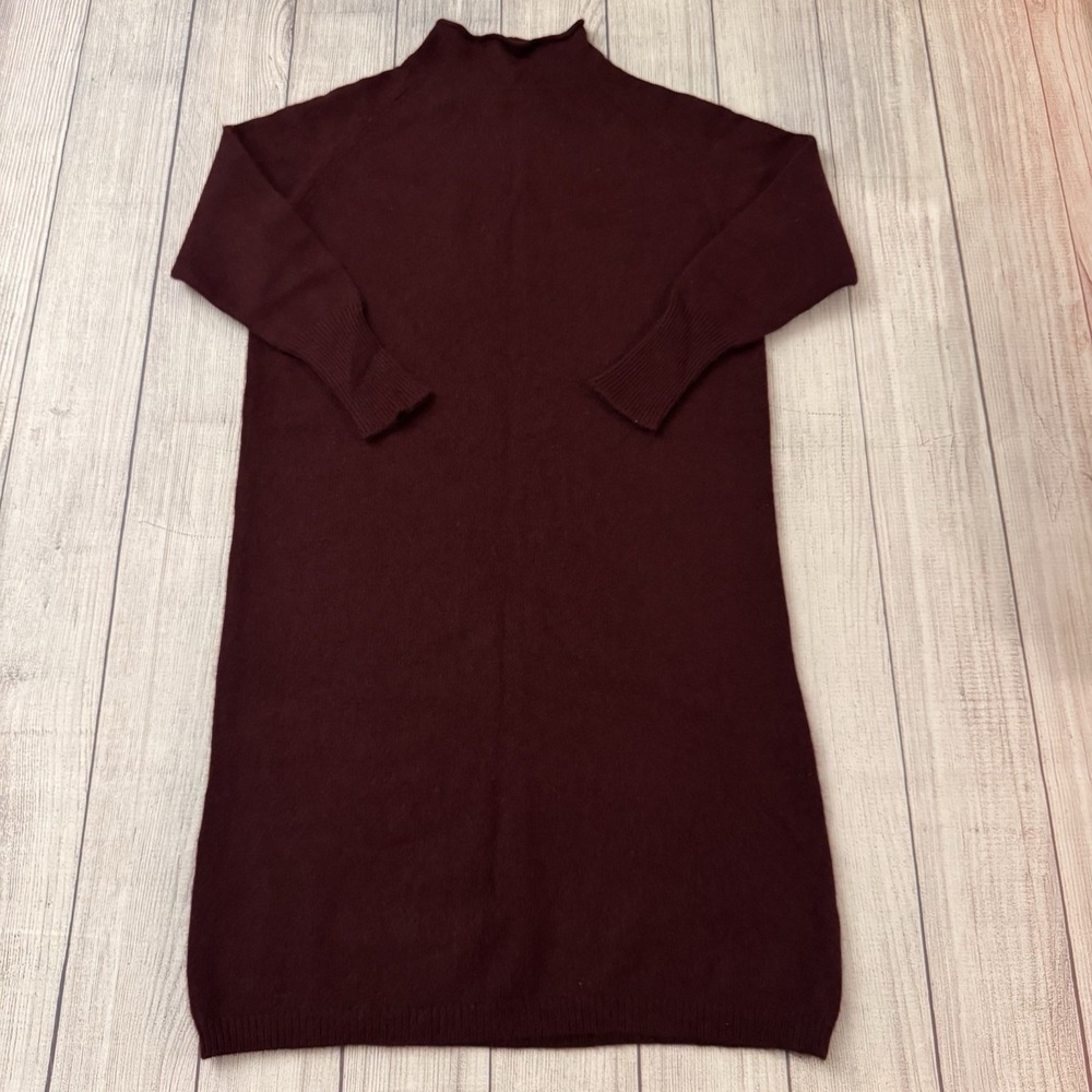 Atelier Six C'est Moi Burgundy Cashmer Wool Knit Sweater Dress Mock Neck Japan M